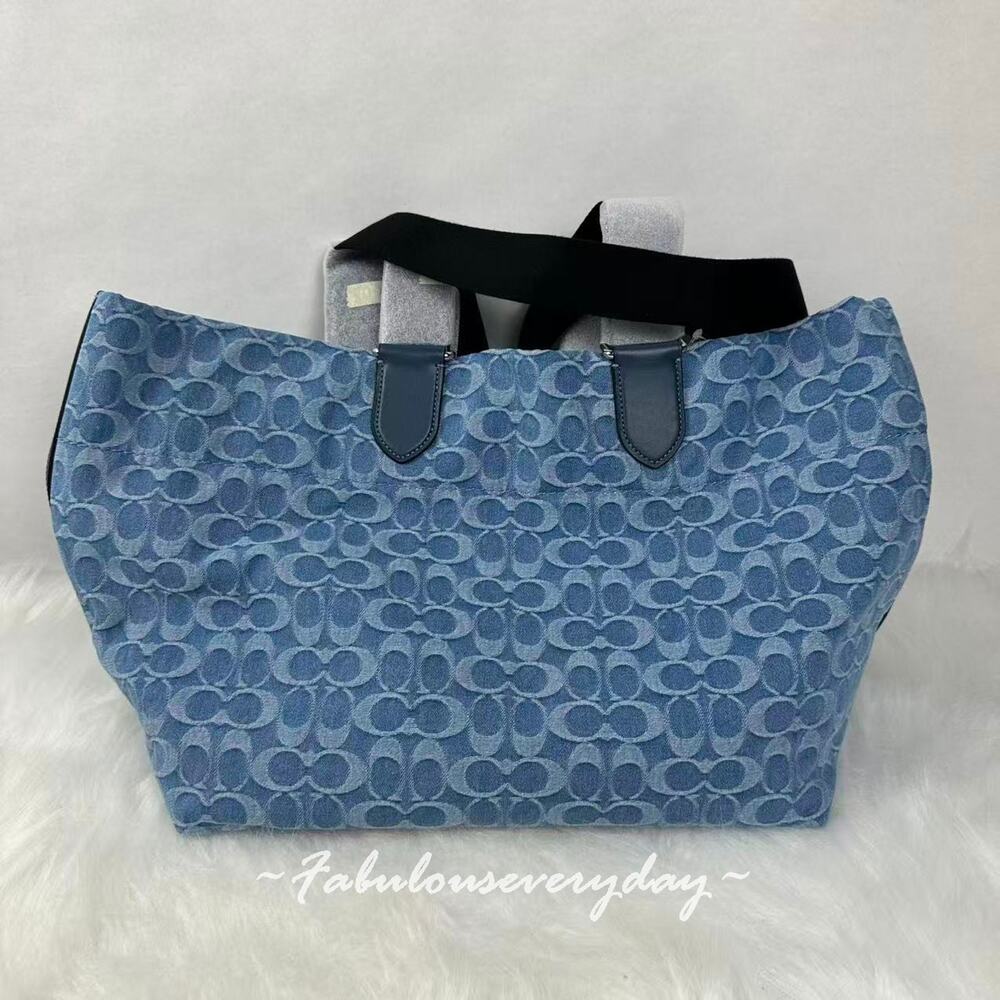 Coach Men's Small Tour Tote Bag In Signature Denim CDF24 NWT